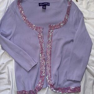 Russell Kemp Lavender Tank and Cardigan with Sequin Detail Size Large Med Tank